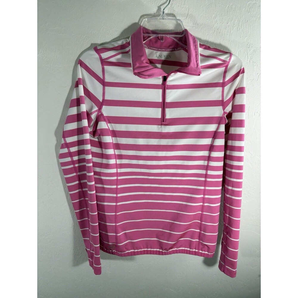 Lauren Ralph Lauren Small 1/4 Zip Pink White Pullover Activewear Women’s Shirt